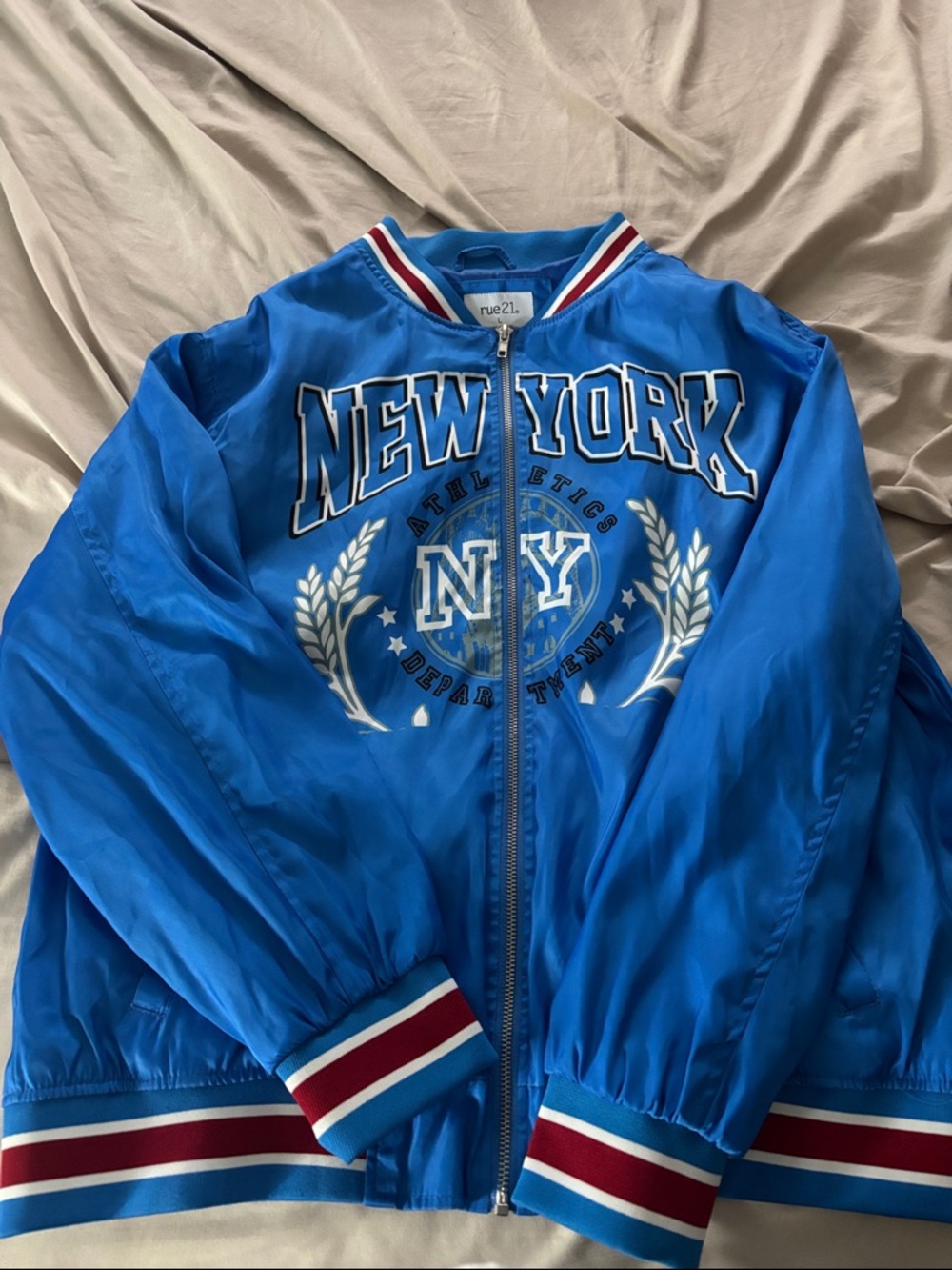 Rue21 Blue NY Graphic Varsity Bomber